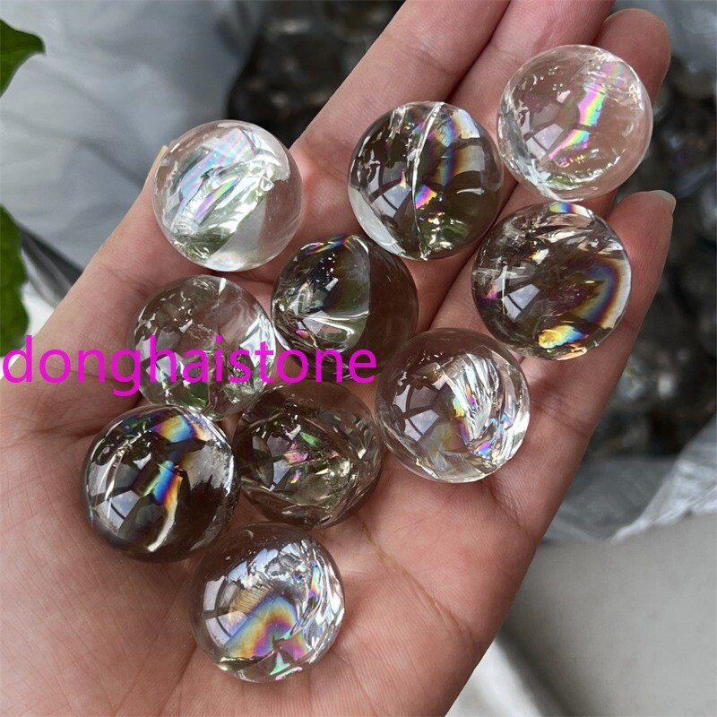 Top 1pc Natural clear Quartz sphere Rainbow Crystal Ball Mineral healing 20mm+