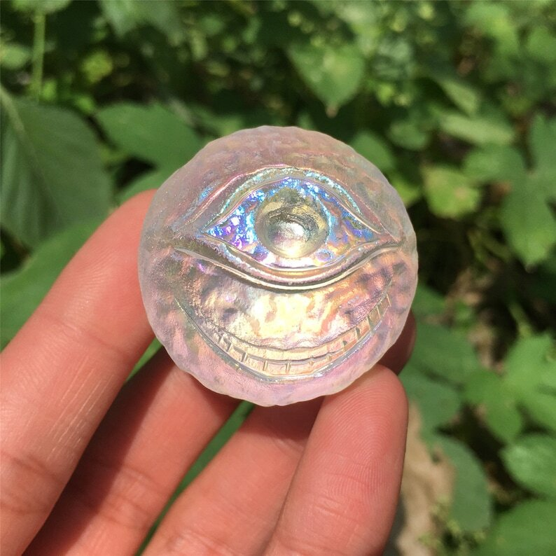 1PC Titanium Rainbow Melting stone ball Quartz Mysterious Eyeball Reiki Heal