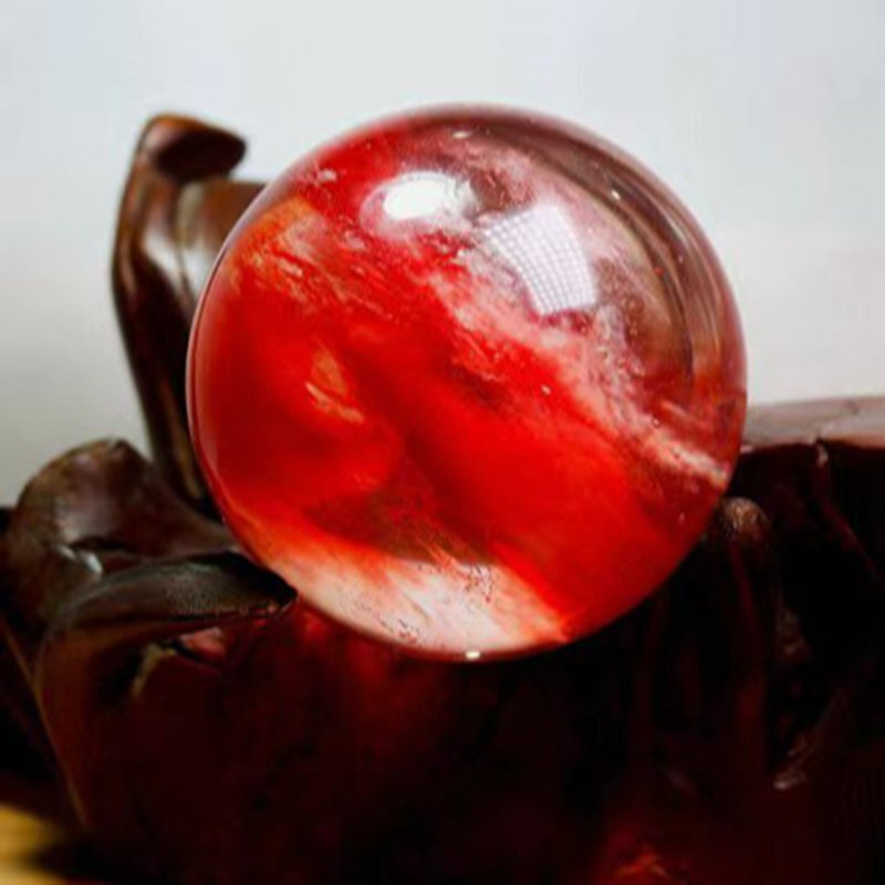 HOT Natural Healing Stone Rare Red Melting Crystal Ball Gemstone Sphere W/ Stand