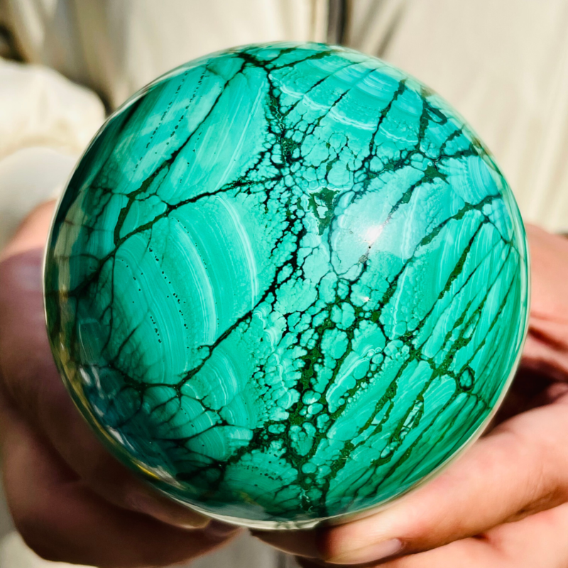 2.7LB Natural Malachite Quartz Sphere Crystal Ball Decoration Collection Gift