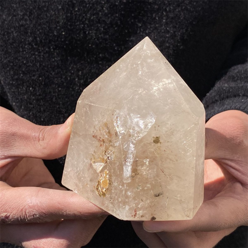 650gNatural White Quartz Obelisk Crystal Wand Point Healing Mineral Stone