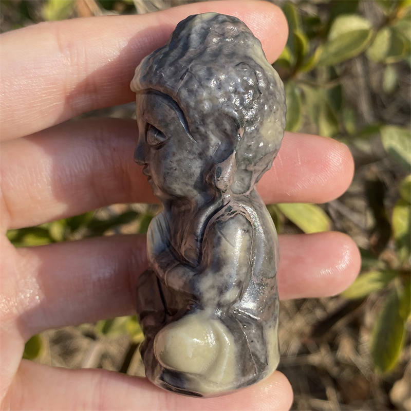 1pc Natural stone Buddha hand carved Quartz Crystal stone skull Reiki healing