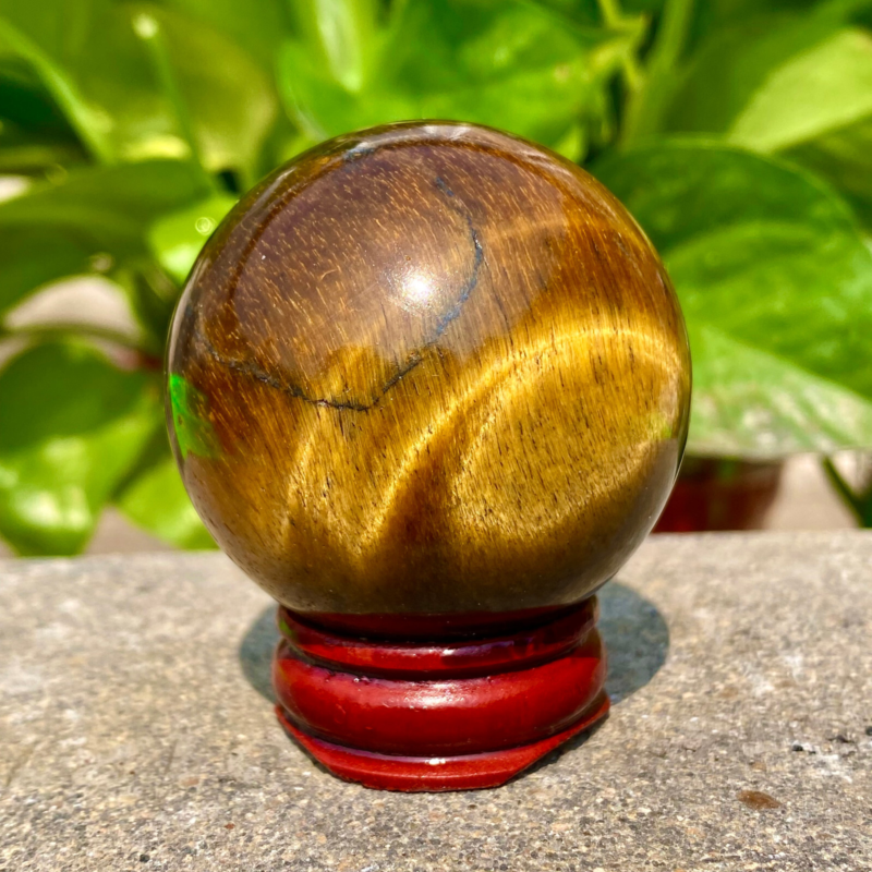 124G Large Natural Tiger Eye Stone Crystal Ball Quartz Healing Sphere Décor