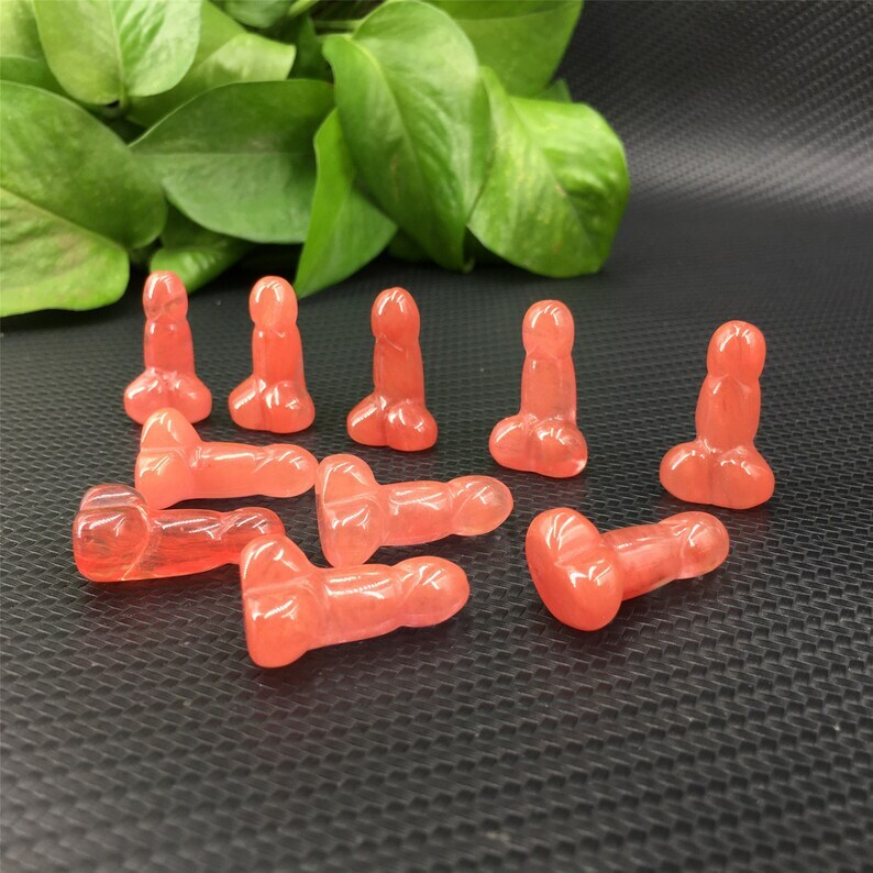 10PCS Red Melting Stone Small Penis Quartz CrystaL Mineral Specimen Reiki Heal