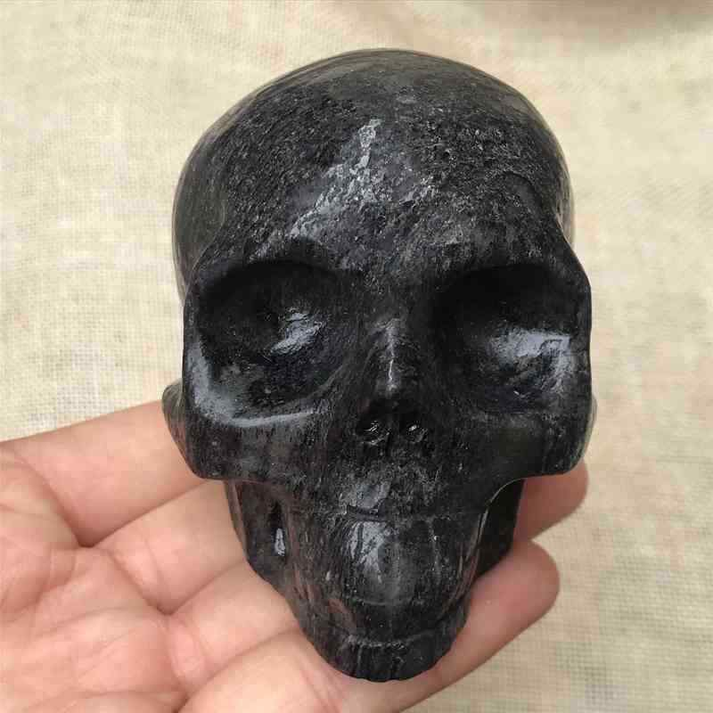 0.55Kg Natural black jade quartz skull carved Quartz Crystal skull Healing