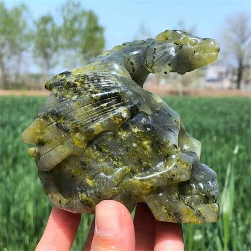 500g Natural carved Unknown Stone dragon Skull reiki quartz crystal skull polish