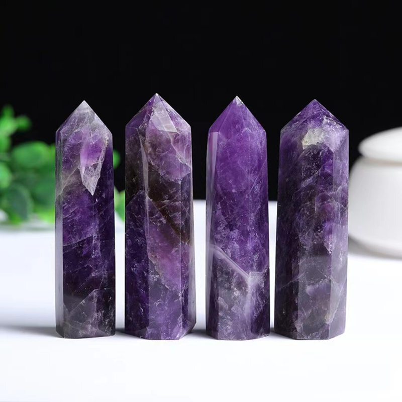 Natural Crystal Point Wand Tower Column Chakra Obelisk Quartz Healing Stone Rock