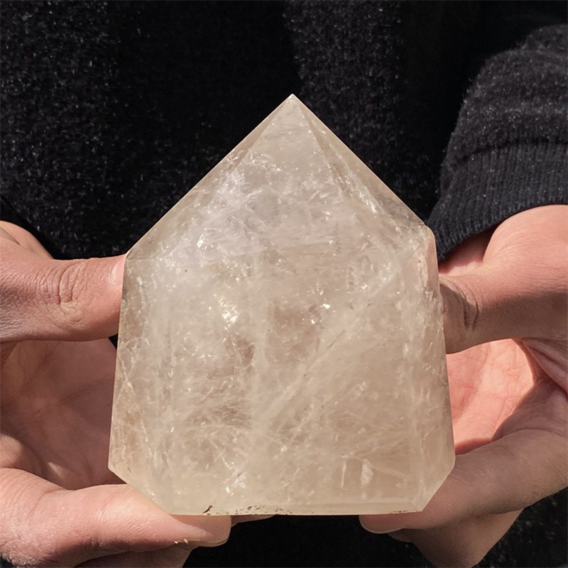 650gNatural White Quartz Obelisk Crystal Wand Point Healing Mineral Stone