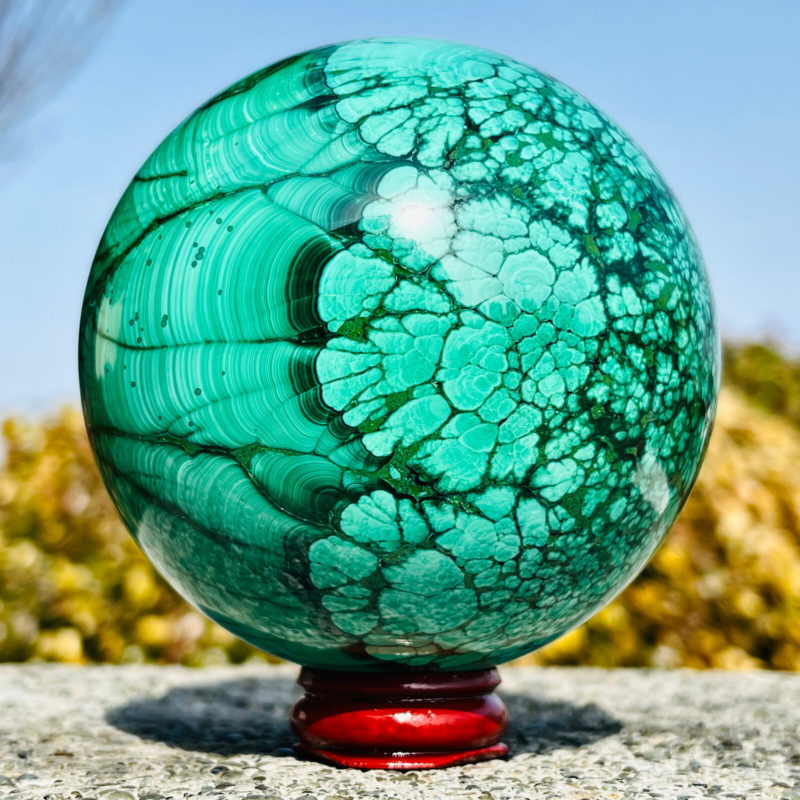 2.7LB Natural Malachite Quartz Sphere Crystal Ball Decoration Collection Gift