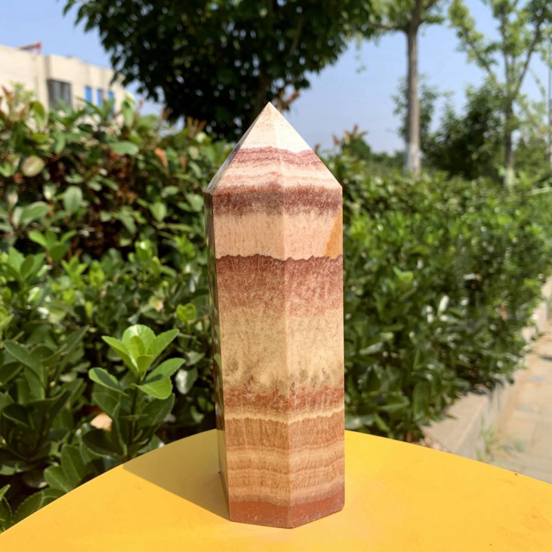 920g Natural Pork Stone Quartz Obelisk Crystal Wand Point Tower Reiki Healing