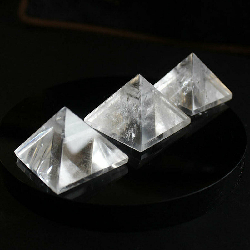 Natural Clear Quartz Crystal Orgone Energy Pyramid Healing Mineral Stone Tower