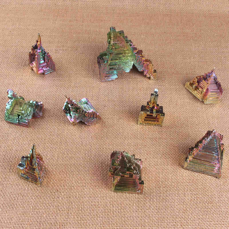 Natural Rainbow Aura Titanium Bismuth Healing Crystal Gemstone Specimens Reiki