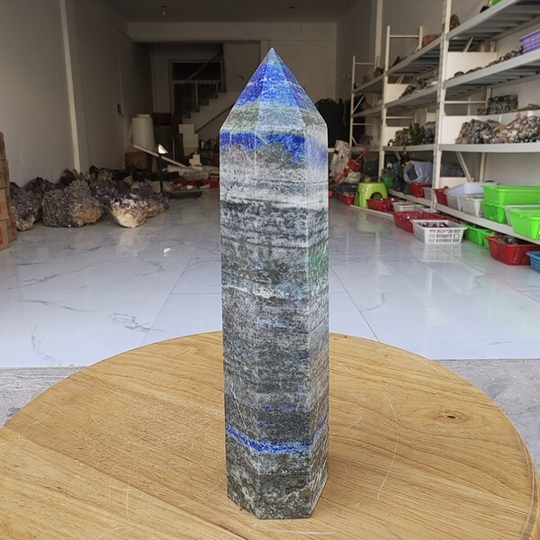 670g Natural Rock Lapis Lazuli Quartz Crystal Stone Point Healing Wand Obelisk