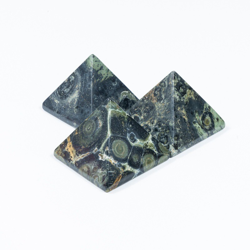 Natural Malachite Quartz Crystal Peacock Eye Pyramid Orgone Energy Tower Healing
