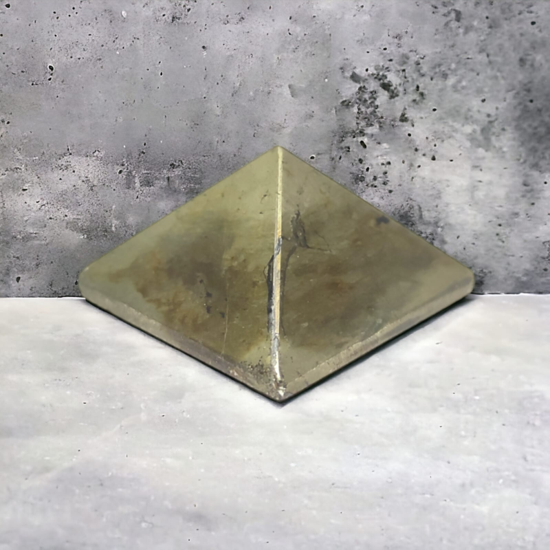 Golden Pyrite 30MM Stone Pyramid EMF Protection Healing Gemstone Reiki Power