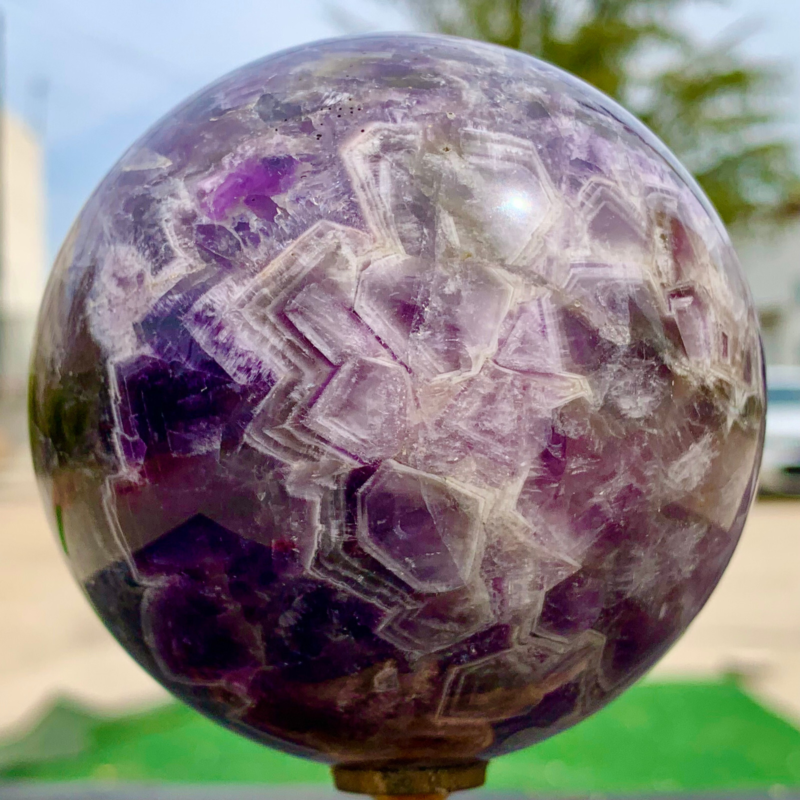 1.76LB Natural beautiful Dream Amethyst Quartz Crystal Sphere Ball Healing