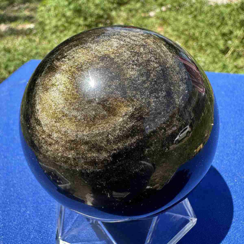 460g natural Gold obsidian sphere quartz crystal polished ball healingg550