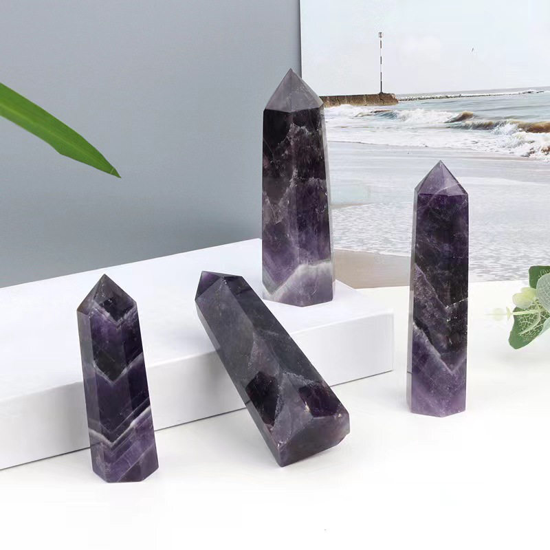 Natural Crystal Point Wand Tower Column Chakra Obelisk Quartz Healing Stone Rock