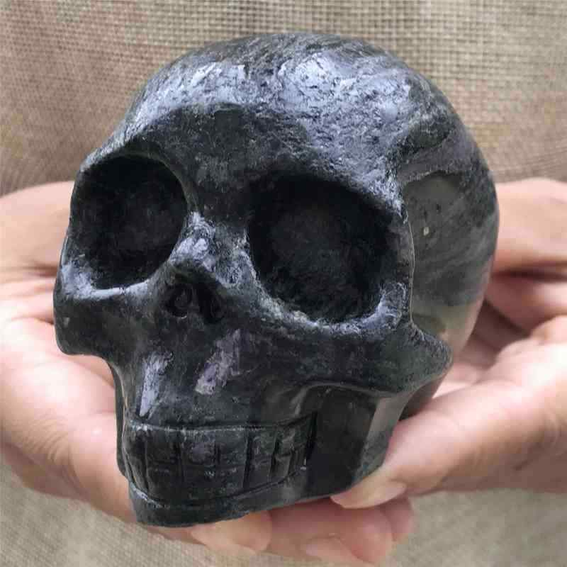 0.56kg Natural black jade quartz skull carved Quartz Crystal skull Healing