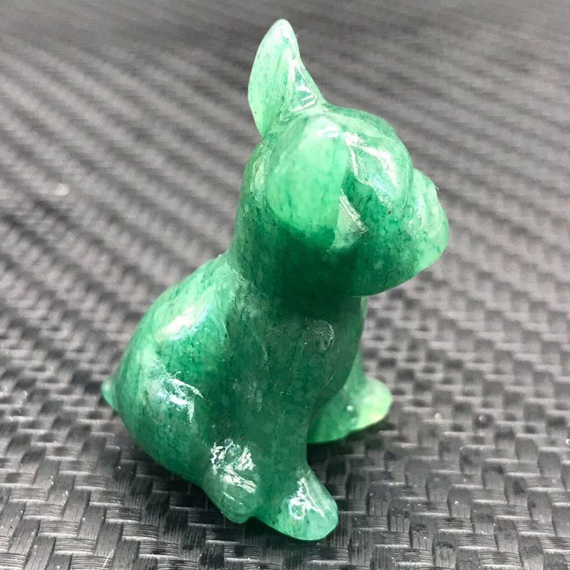 Natural Quartz Crystal Carved Rough Stone French Bulldog Healing Animal Decor