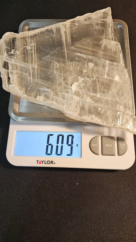 609g Natural Selenite Crystal Slab, Raw Phantom Slice, Gypsum Plate, Chakra
