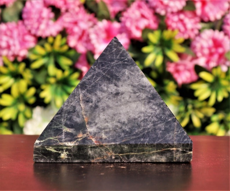 Huge 150MM Natural Black Moonstone Rock Healing Power Metaphysical Aura Pyramid