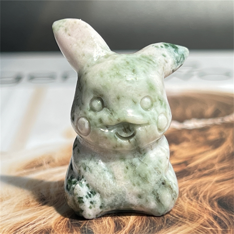 1.5" Natural quartz carved Pikachu skull Quartz crystal skull reiki healing