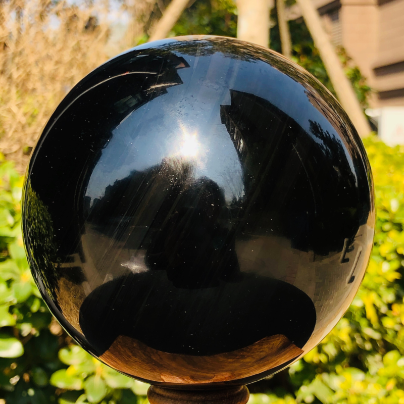 4.15LB Natural Silver Black Obsidian Sphere Quartz Crystal Ball Healing