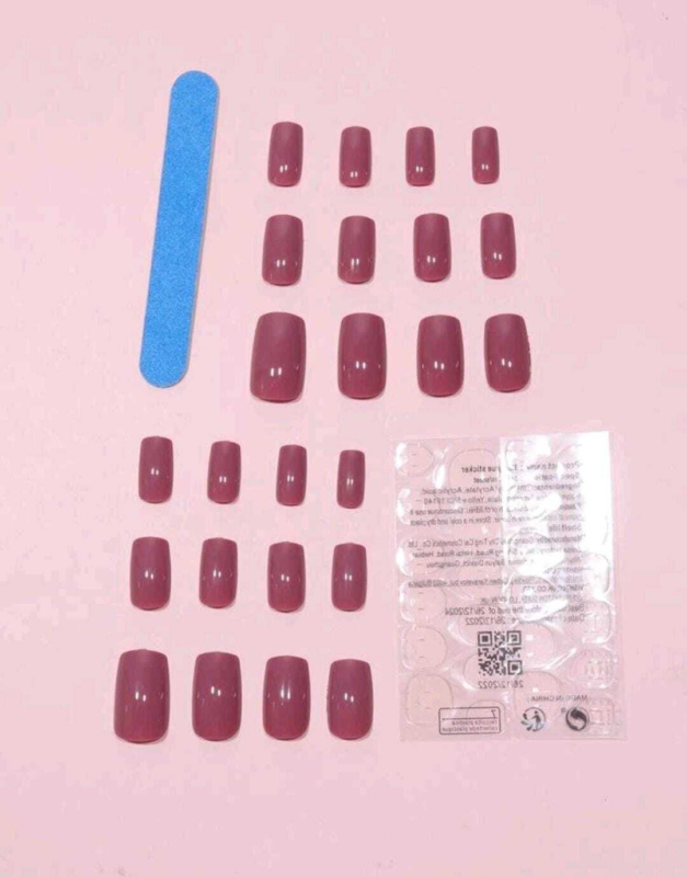 Press On Nails Short Oval Various Colours Nude False Fake Nail 24pcs With Glue