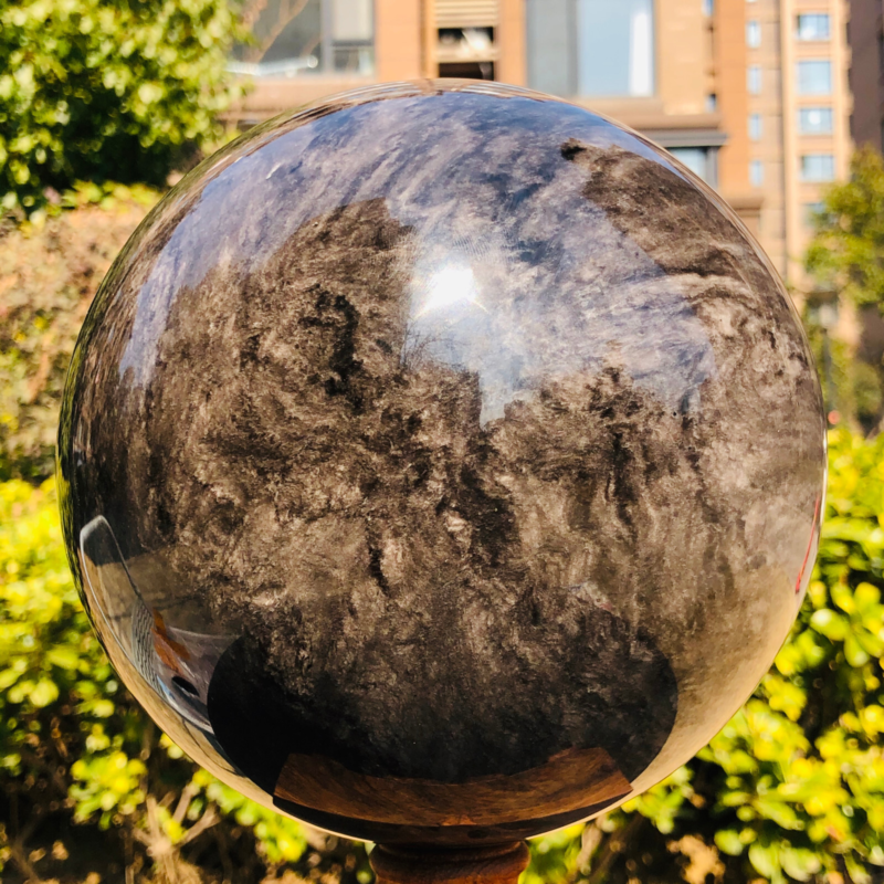 11.35LB Natural Silver Obsidian Quartz Crystal Ball Sphere Healing HH302