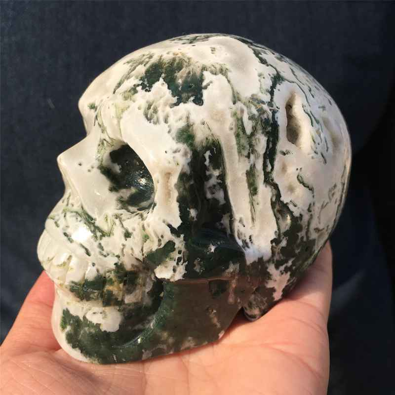 0.65kg Natural agate skull carved Quartz Crystal skull Reiki Energy Healing