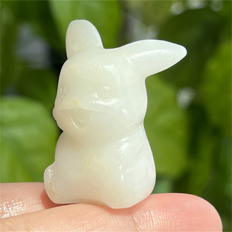 1.5" Natural quartz carved Pikachu skull Quartz crystal skull reiki healing