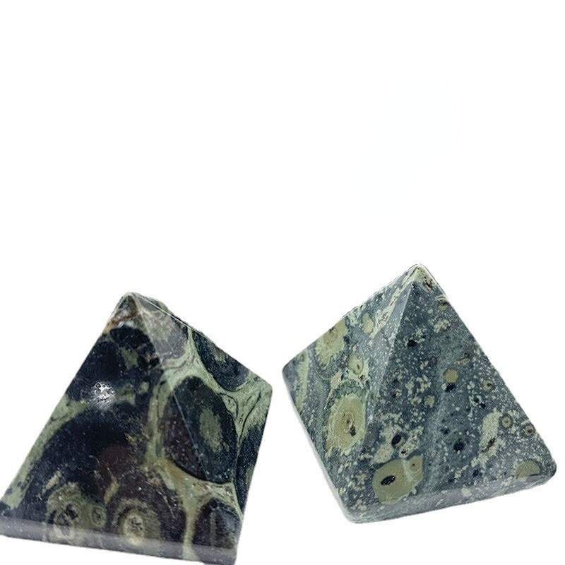 Natural Malachite Stone Peacock Eye Pyramid Quartz Crystal Gems Healing Tower