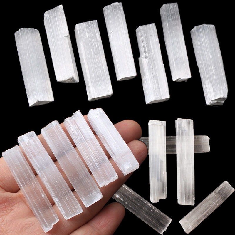 50-70mm Natural Quartz Crystal Selenite Stick Wand White Gypsum Blades Healing