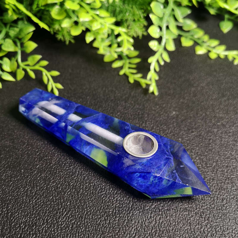 Natural Blue Melting Stone Smoking Pipe Quartz Crystal Wand Point Reiki Obelisk