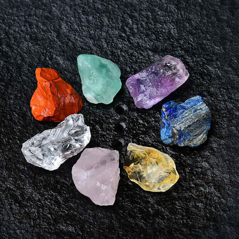 10Sets 7 Chakra Crystal Stone Set Natural Rock Quartz Balance Gemstone W/ Pouch