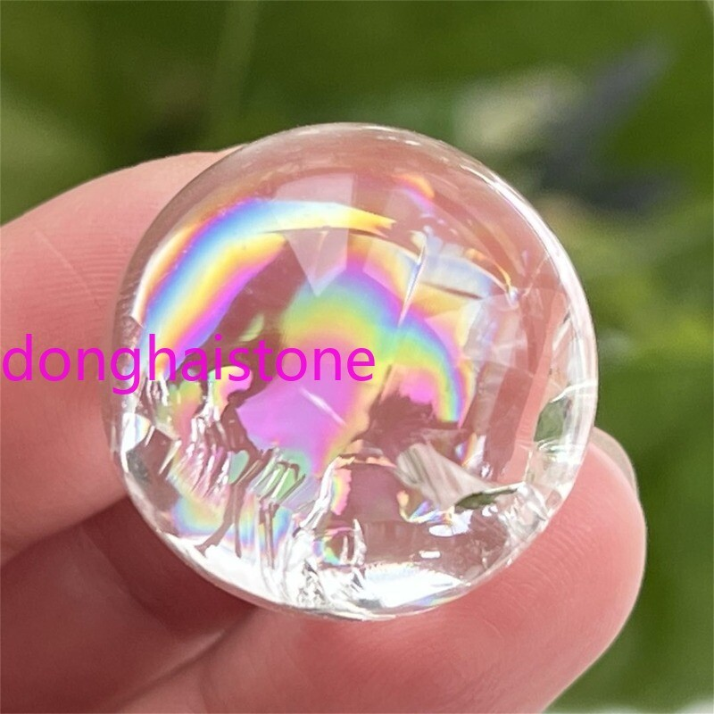 Top 1pc Natural clear Quartz sphere Rainbow Crystal Ball Mineral healing 20mm+