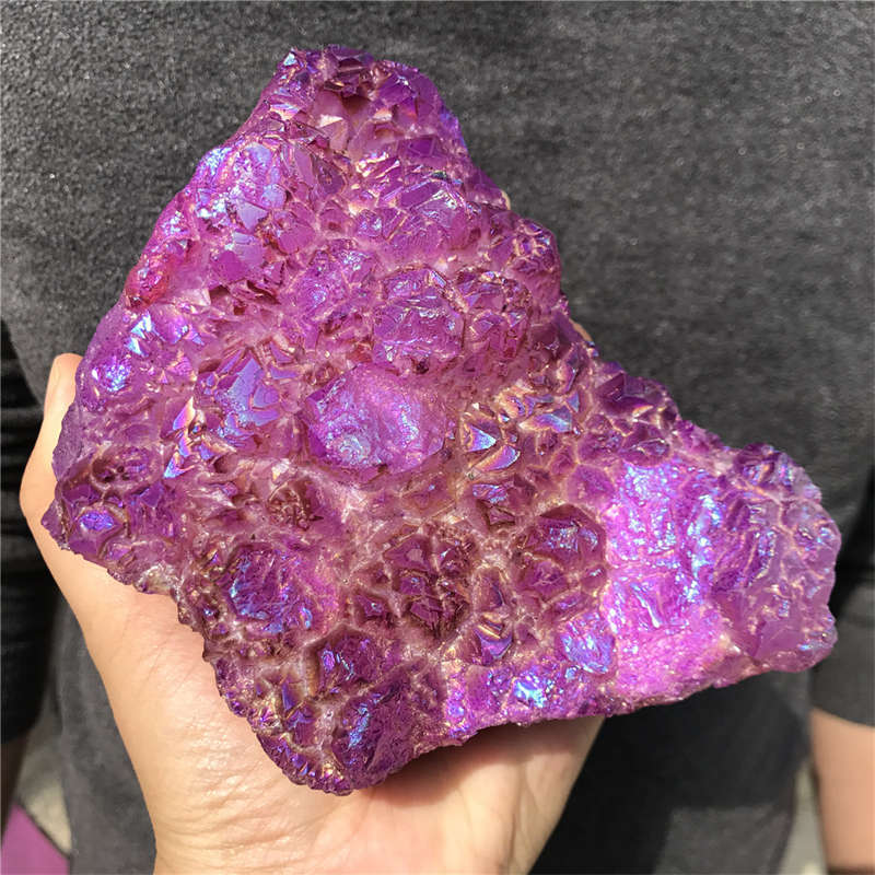 1.3kg Electroplate Rainbow cluster quartz crystal mineral specimen reiki healing