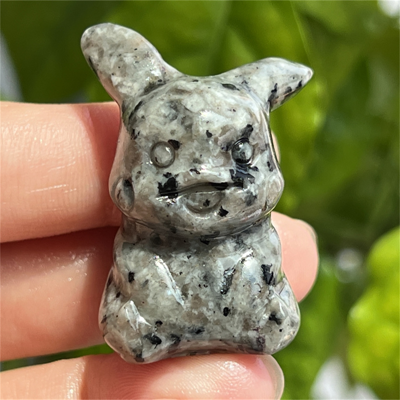 1.5" Natural quartz carved Pikachu skull Quartz crystal skull reiki healing