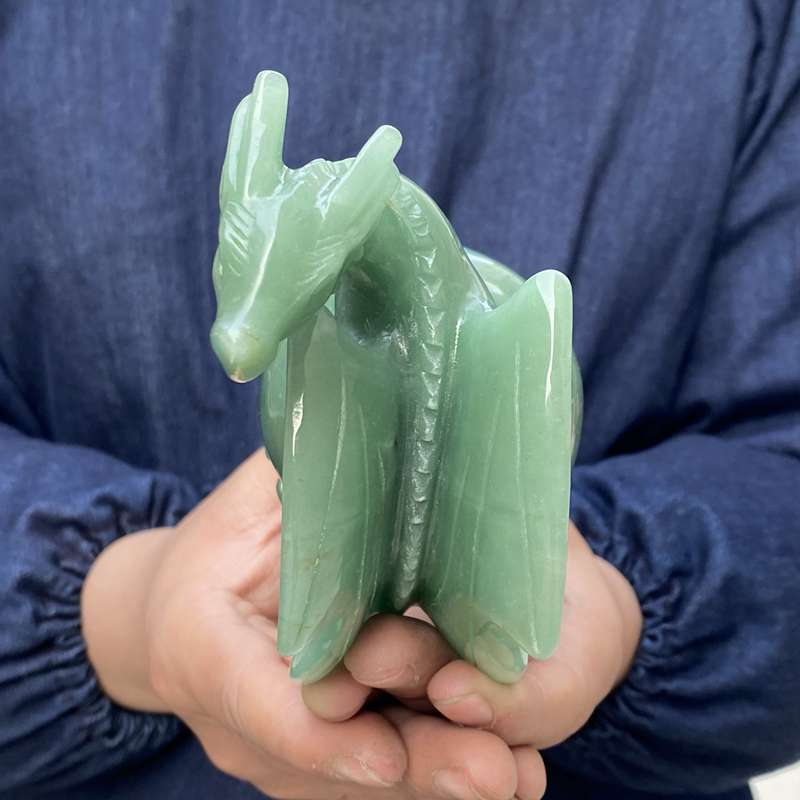 0.83kg Natural aventurine dragon skull carved Quartz Crystal skull Healing