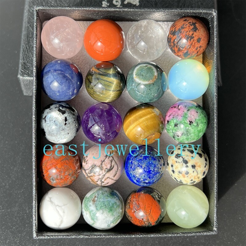 10pcs Natural Mixed Sphere Quartz Crystal Carved Gem Ball Reiki Healing 15mm+