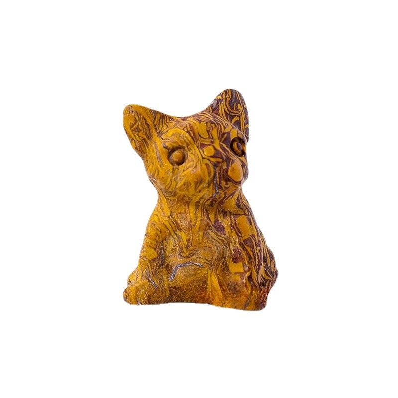 Natural Quartz Crystal Carved Rough Stone French Bulldog Healing Animal Decor
