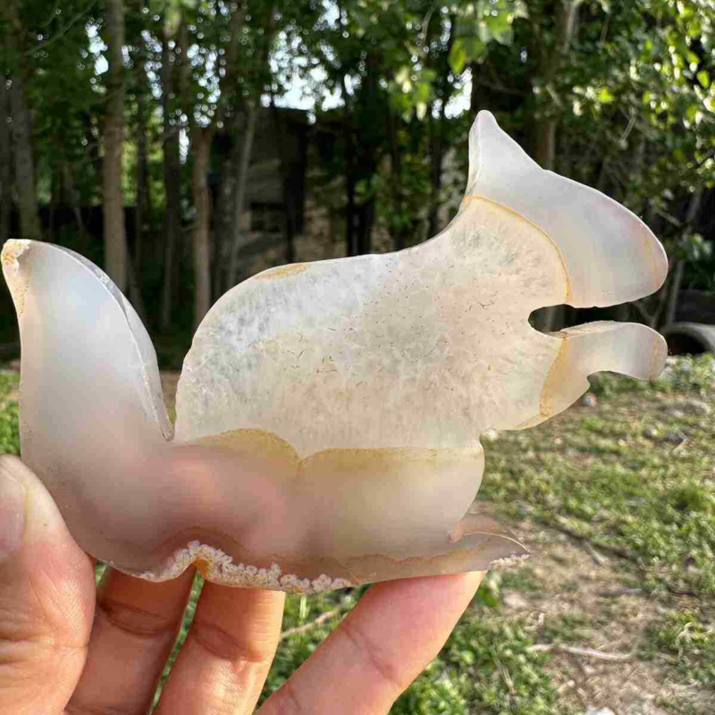 110g natural agate hand carved squirrel skull quartz crystal cluster reiki