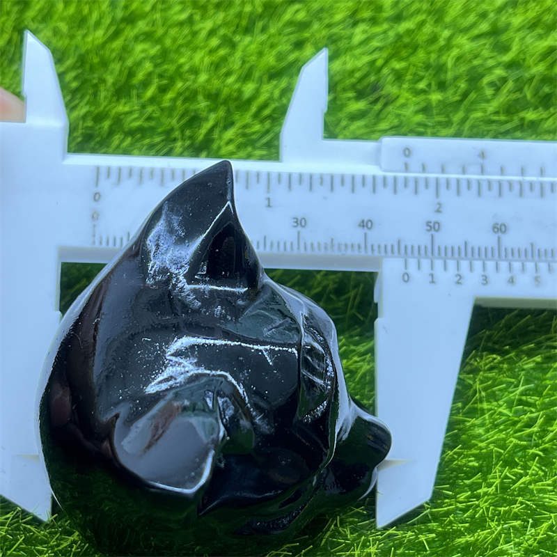 1pc Natural obsidian cat skull hand carved Quartz Crystal animal skull Reiki Hea