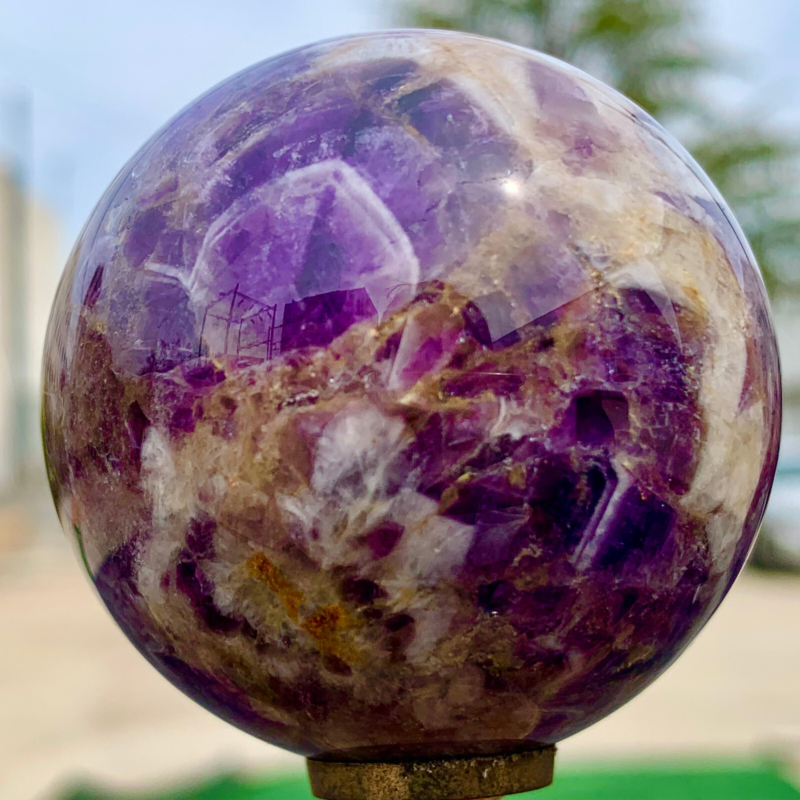 202G Natural beautiful Dream Amethyst Quartz Crystal Sphere Ball Healing