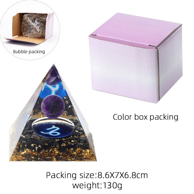 Natural Amethyst Sphere Leo Pyramid Quartz Crystal Twelve Constellations Tower