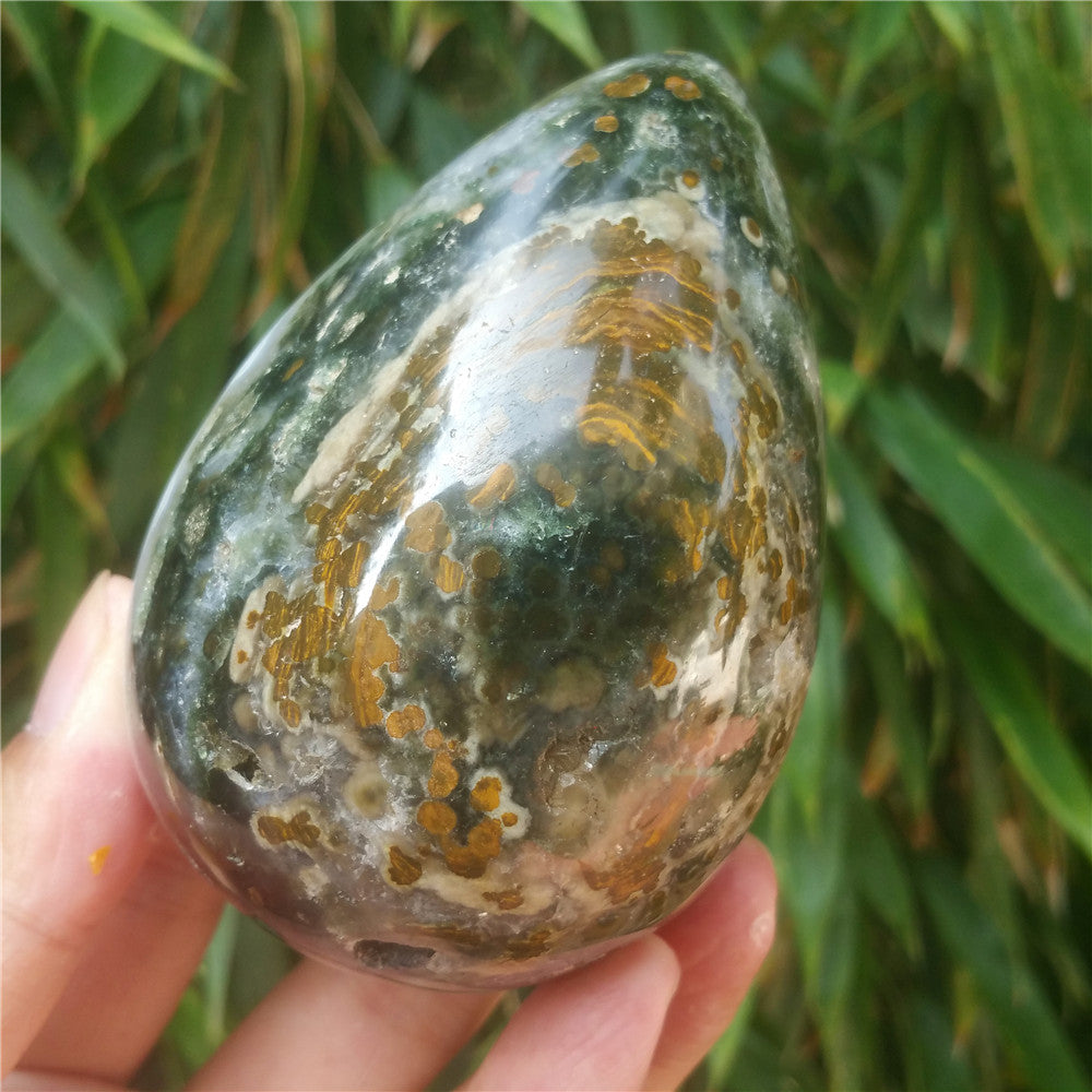 450G Crystal carved egg of Ocean Jasper F13