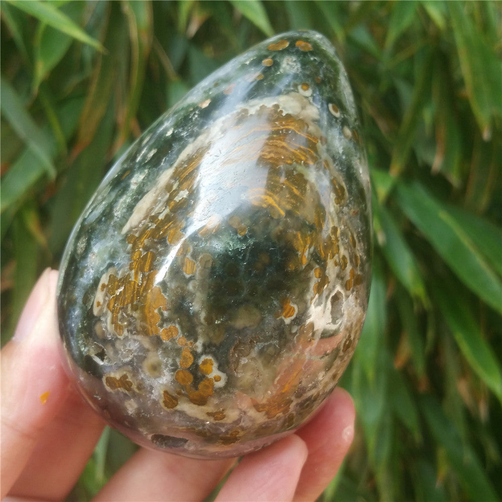 450G Crystal carved egg of Ocean Jasper F13