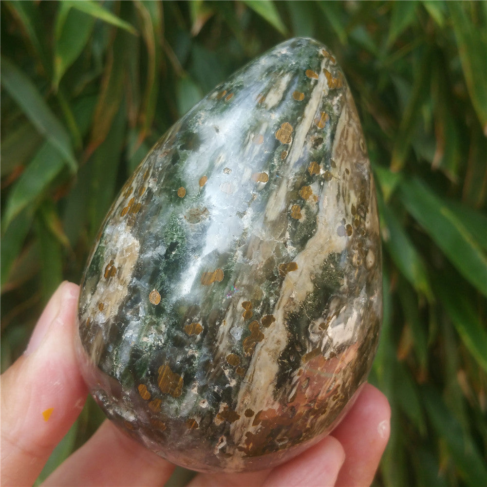 450G Crystal carved egg of Ocean Jasper F13
