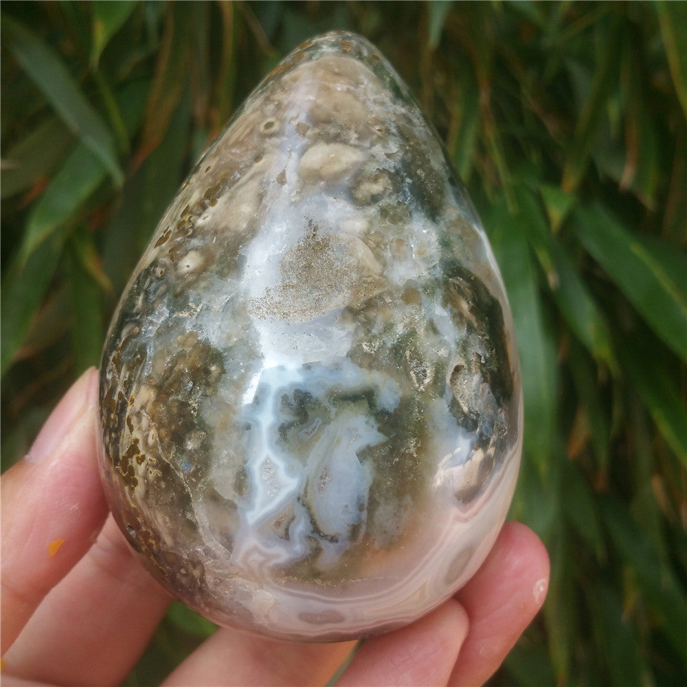 450G Crystal carved egg of Ocean Jasper F13